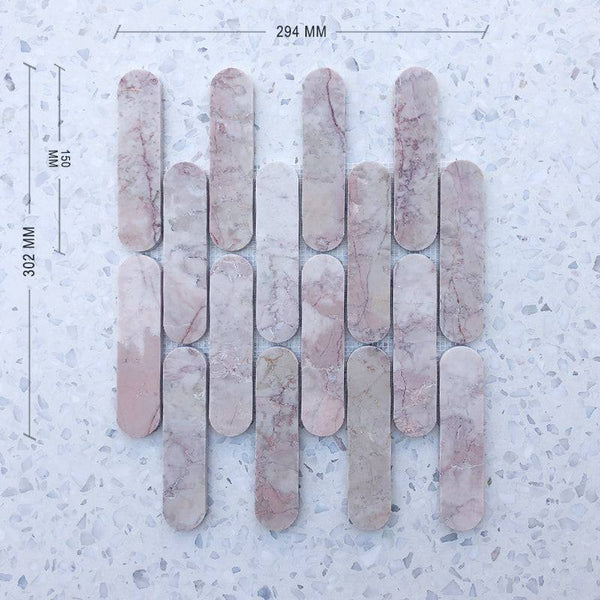 Rossa Pink Tik Tax Marble Mosaic - Stone and Tile Projects