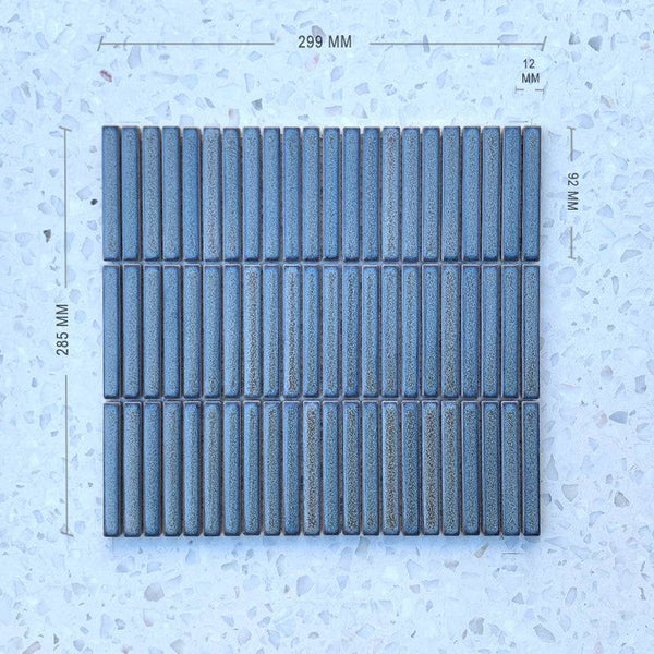 Sea Blue Stix Porcelain Mosaic 92x12 - Stone and Tile Projects