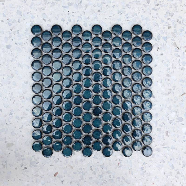Shadow Green Penny Round Mosaic 28 Dia - Stone and Tile Projects