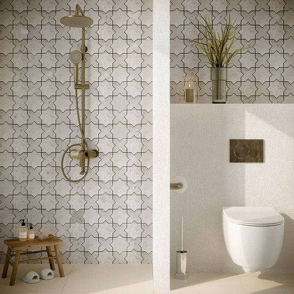 Silver Pearl Star and Cross Geometria - Stone and Tile Projects