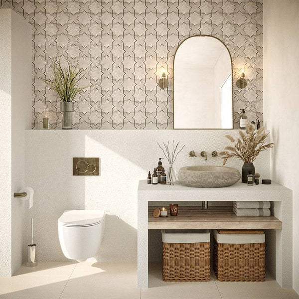 Silver Pearl Star and Cross Geometria - Stone and Tile Projects