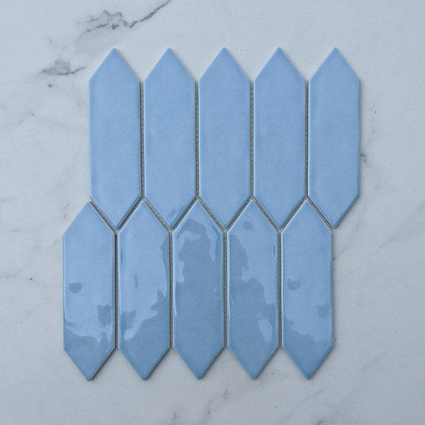 Sky Blue Picket Porcelain Mosaic