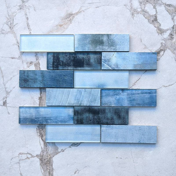 Sublime Blue Spanish Glass Subway Mosaic - Stone and Tile Projects