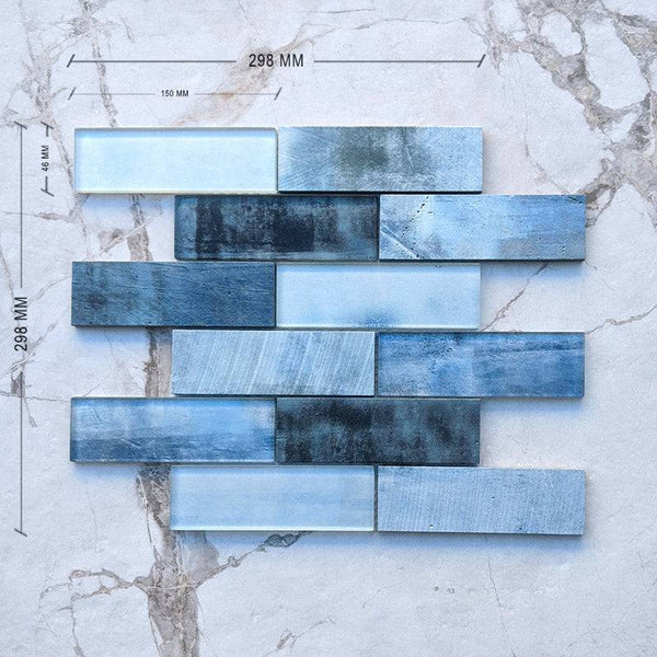 Sublime Blue Spanish Glass Subway Mosaic - Stone and Tile Projects