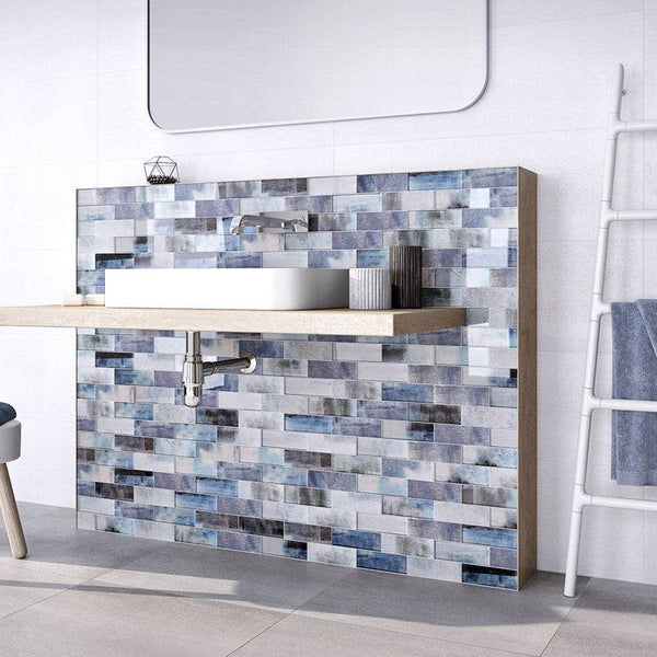 Sublime Blue Spanish Glass Subway Mosaic - Stone and Tile Projects
