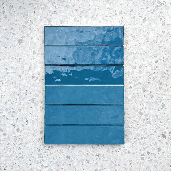 Cass Blush Sky Blue Handmade Ceramic Subway 242x58 - Stone and Tile Projects