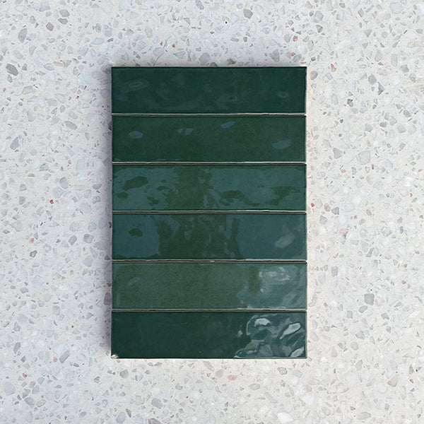 Cass Blush Green Handmade Ceramic Subway 242x58 - Stone and Tile Projects