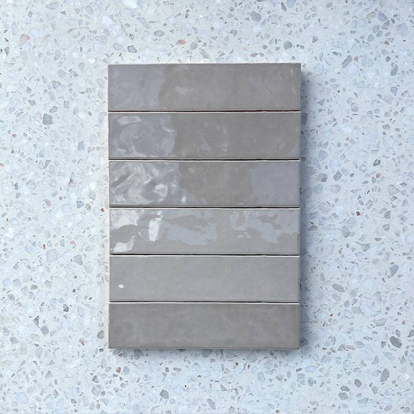 Cass Blush Grey Handmade Ceramic Subway 242x58 - Stone and Tile Projects