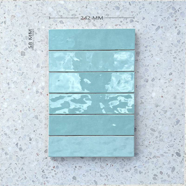 Cass Blush Mint Handmade Ceramic Subway 242x58 - Stone and Tile Projects