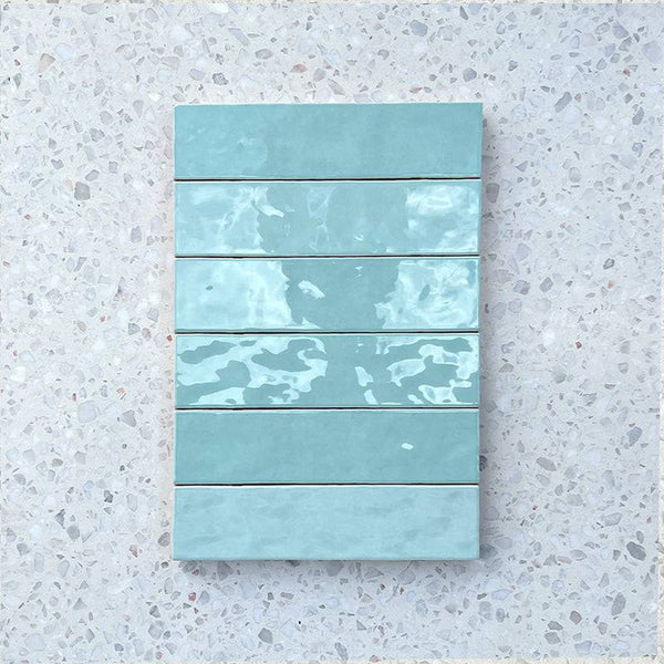 Cass Blush Mint Handmade Ceramic Subway 242x58 - Stone and Tile Projects