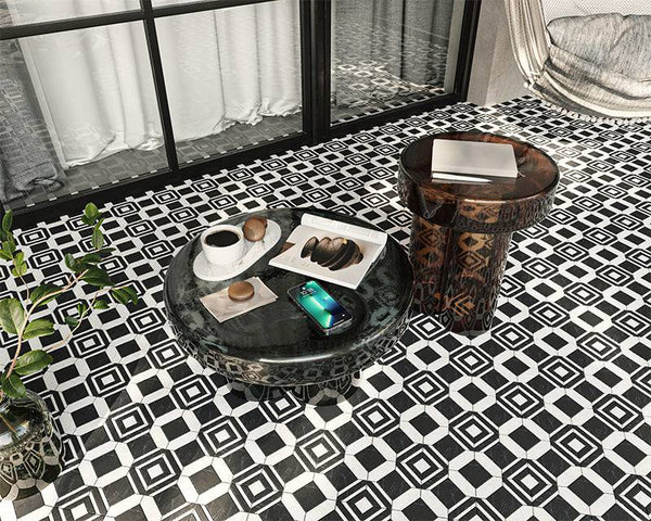 Tessellated Carrara Nero Marble Mosaic - Stone and Tile Projects