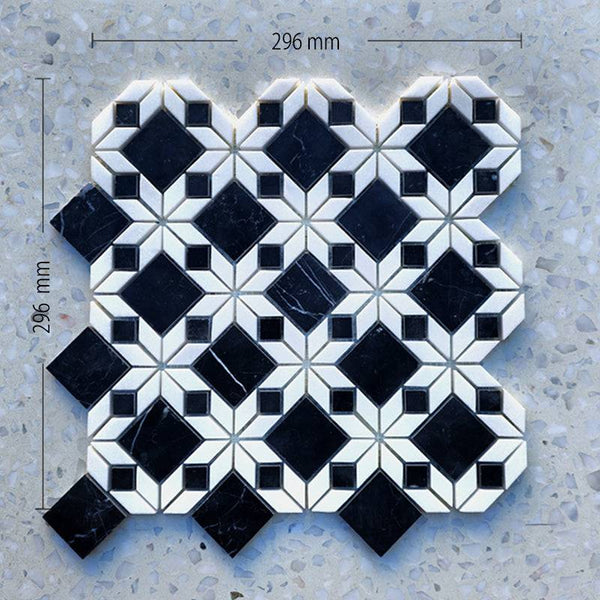 Tessellated Thassos Nero Marble Mosaic - Stone and Tile Projects