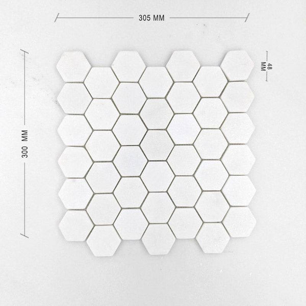 Thassos Tumbled Hexagon Marble Dia 48 + DIM
