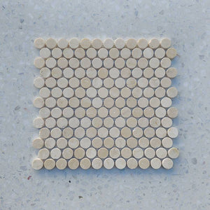 Cairo Travertino Penny Round Mosaic - Stone and Tile Projects