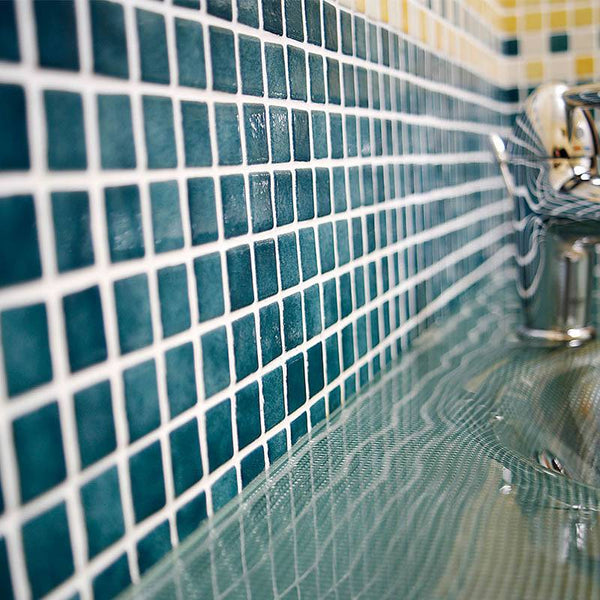 Niebla 2502-A Jade Green Glass Mosaic Pool Tile - Stone and Tile Projects
