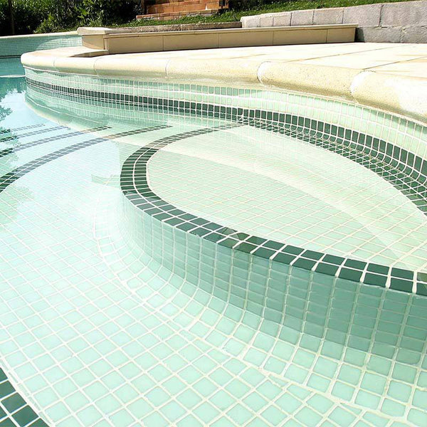 Lisa 2549-A Light Green Glass Mosaic Pool Tile - Stone and Tile Projects