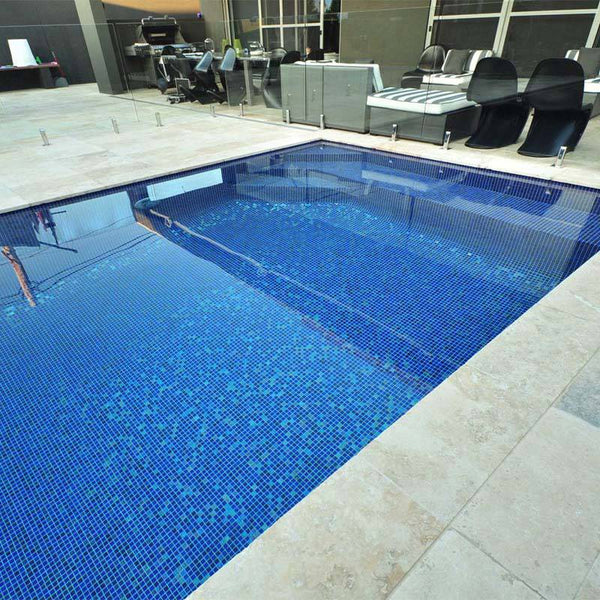 AUS Dark Reef Glass Mosaic Pool Tile - Stone and Tile Projects