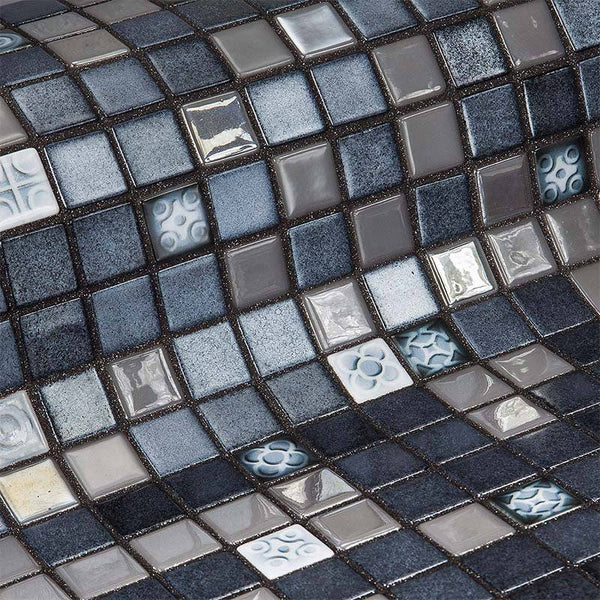 Topping Silver Bits Glass Mosaic Pool Tile - Stone and Tile Projects