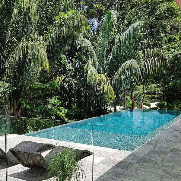 Cocktail Tomahawk Glass Mosaic Pool Tile - Stone and Tile Projects