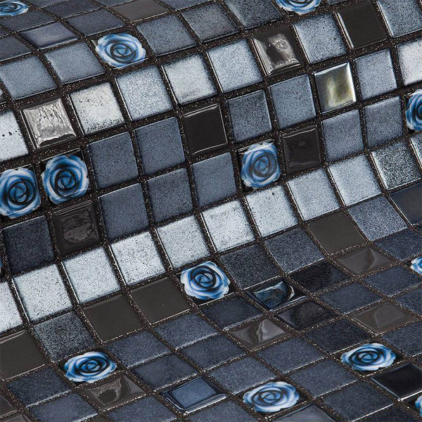 Topping Roses Glass Mosaic Pool Tile - Stone and Tile Projects