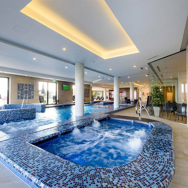 Cocktail Blue Lagoon Glass Mosaic Pool Tile - Stone and Tile Projects