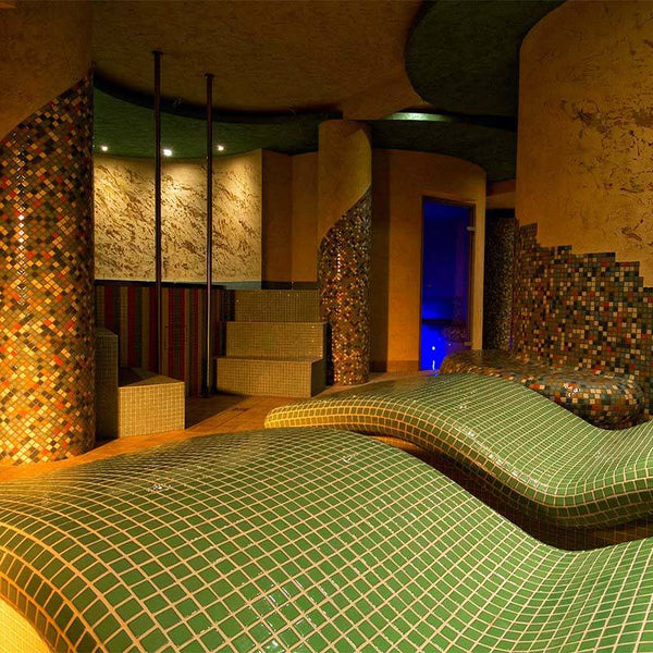 Lisa 2548-C Green Glass Mosaic Pool Tile - Stone and Tile Projects