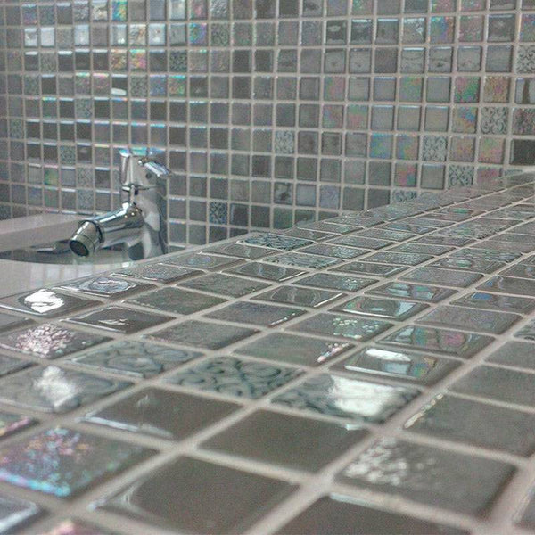 Topping Mochi Glass Mosaic Pool Tile - Stone and Tile Projects