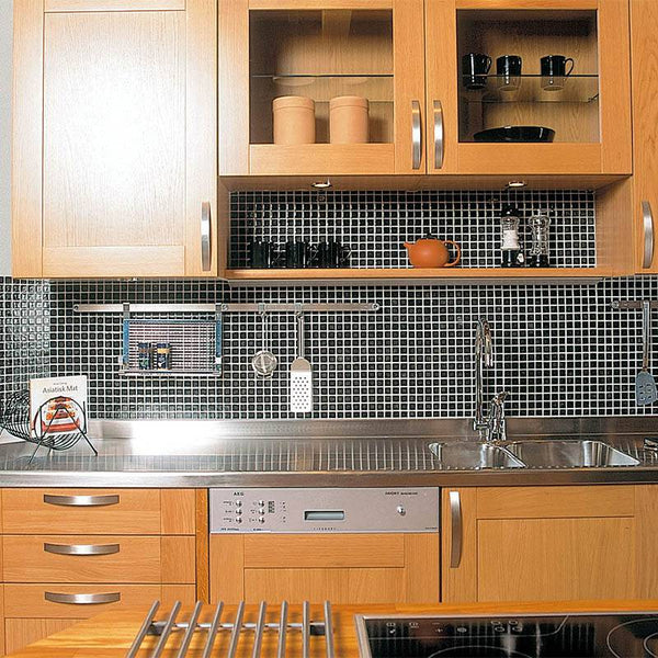 Niebla 2501-B Black Glass Mosaic Pool Tile - Stone and Tile Projects