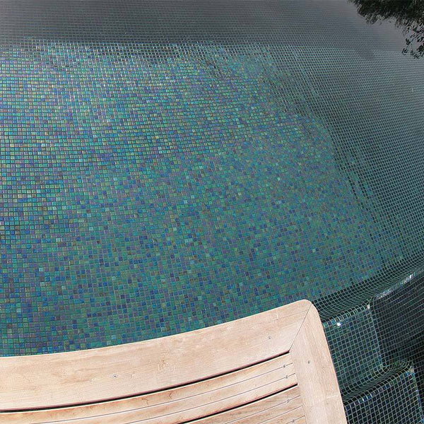 Iris Ebano Glass Mosaic Pool Tile - Stone and Tile Projects
