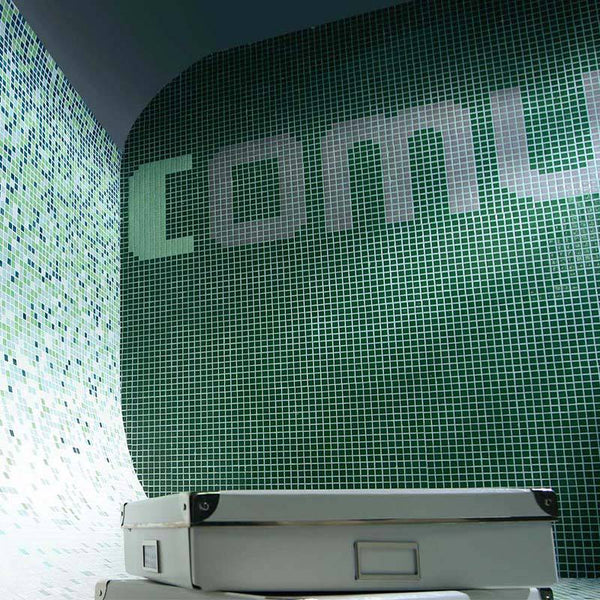 Lisa 2555-C Dark Green Glass Mosaic Pool Tile - Stone and Tile Projects