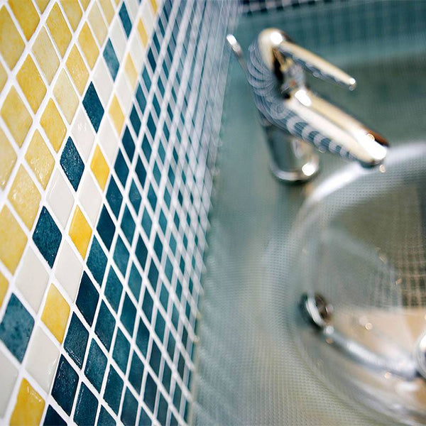 Niebla 2525-B Yellow Glass Mosaic Pool Tile - Stone and Tile Projects