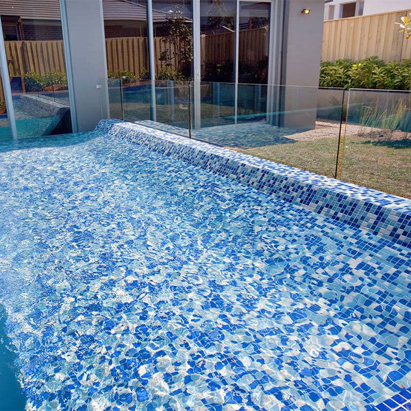 Iris Oasis Glass Mosaic Pool Tile - Stone and Tile Projects