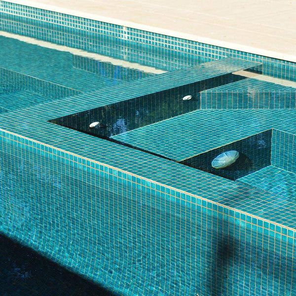 Niebla 2502-A Jade Green Glass Mosaic Pool Tile - Stone and Tile Projects