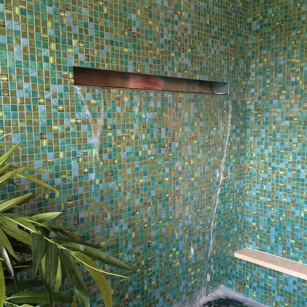 Topping Kiwi Glass Mosaic Pool Tile - Stone and Tile Projects