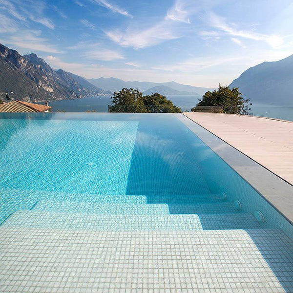 Niebla 2522-B Grey Glass Mosaic Pool Tile - Stone and Tile Projects
