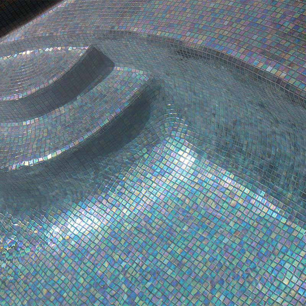 Iris Ebano Glass Mosaic Pool Tile - Stone and Tile Projects