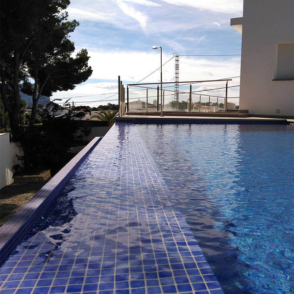 Niebla 2562-B Dark Blue Glass Mosaic Pool Tile - Stone and Tile Projects