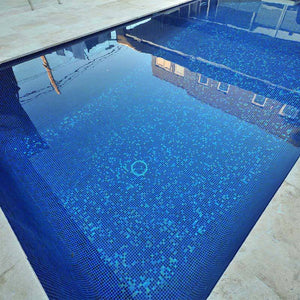 AUS Dark Reef Glass Mosaic Pool Tile - Stone and Tile Projects