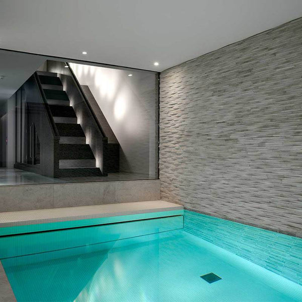 Lisa 2551-A Cream Glass Mosaic Pool Tile - Stone and Tile Projects