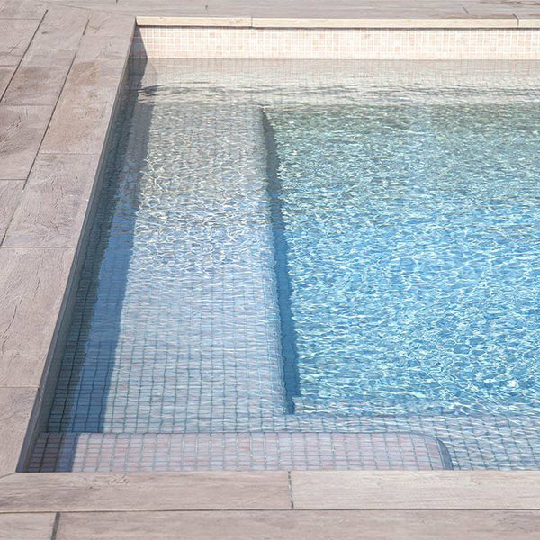 Niebla 2564-B Pale Pink Glass Mosaic Pool Tile - Stone and Tile Projects