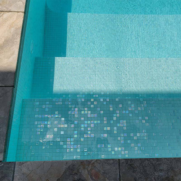 Iris Diamond Glass Mosaic Pool Tile - Stone and Tile Projects