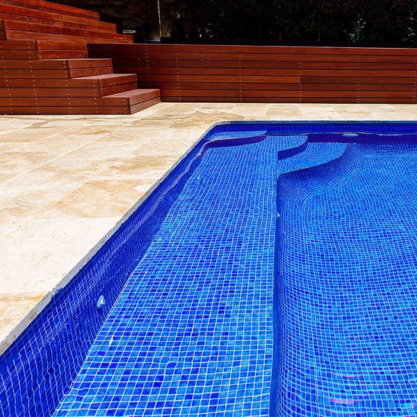 Niebla 2512-C Sapphire Blue Glass Mosaic Pool Tile - Stone and Tile Projects