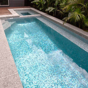 AUS Dry Martini Glass Mosaic Pool Tile - Stone and Tile Projects