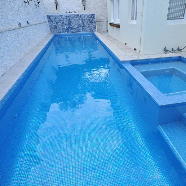 Iris Azur Glass Mosaic Pool Tile - Stone and Tile Projects