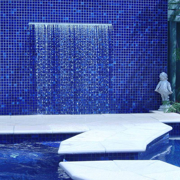 Niebla 2503-D Royal Blue Glass Mosaic Pool Tile - Stone and Tile Projects