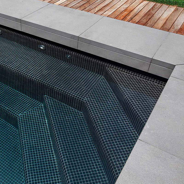 Lisa 2530-D Black Glass Mosaic Pool Tile - Stone and Tile Projects