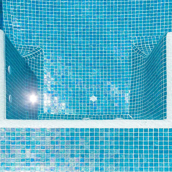 Iris Jade Glass Mosaic Pool Tile - Stone and Tile Projects