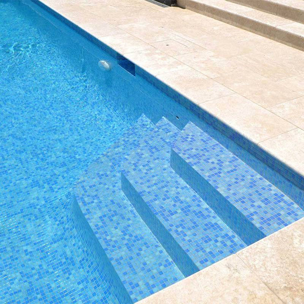 AUS Arctic Light Glass Mosaic Pool Tile - Stone and Tile Projects