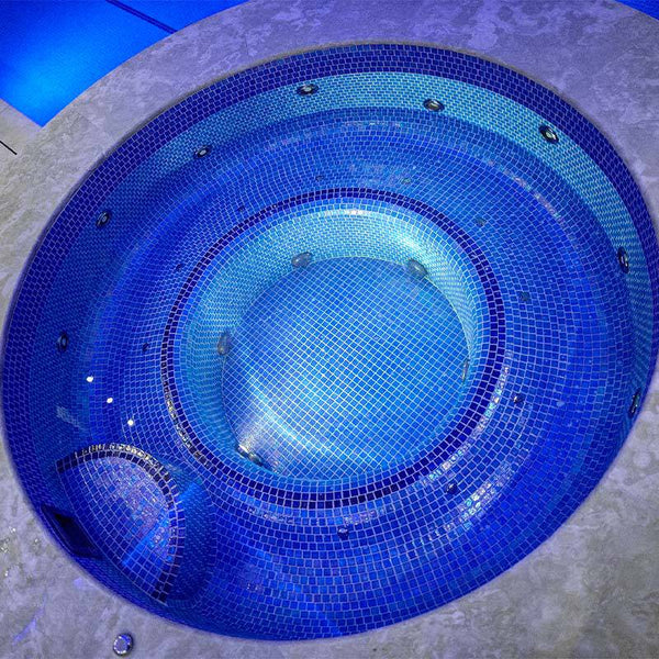 Iris Ocean Glass Mosaic Pool Tile - Stone and Tile Projects