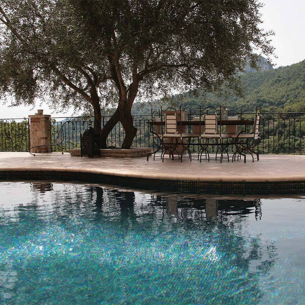 Iris Ebano Glass Mosaic Pool Tile - Stone and Tile Projects